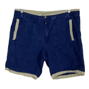 SURF ODYSSEY Shorts S Men Navy Beige Trim 3 Pocket Cotton Ramie